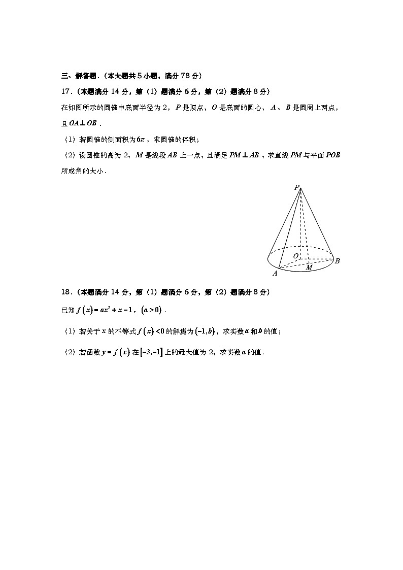 上海市上海交通大学附属中学2024-2025学年高三上学期期末数学试题第3页