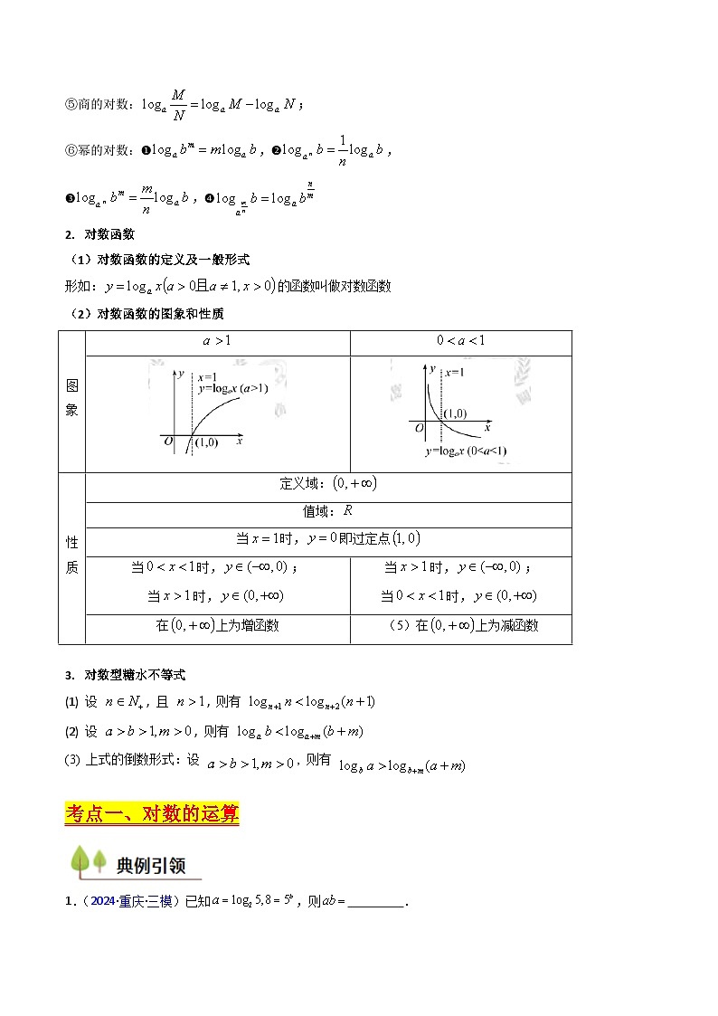 2025高考数学专项讲义第04讲对数与对数函数(含对数型糖水不等式的应用)(学生版+解析)第3页