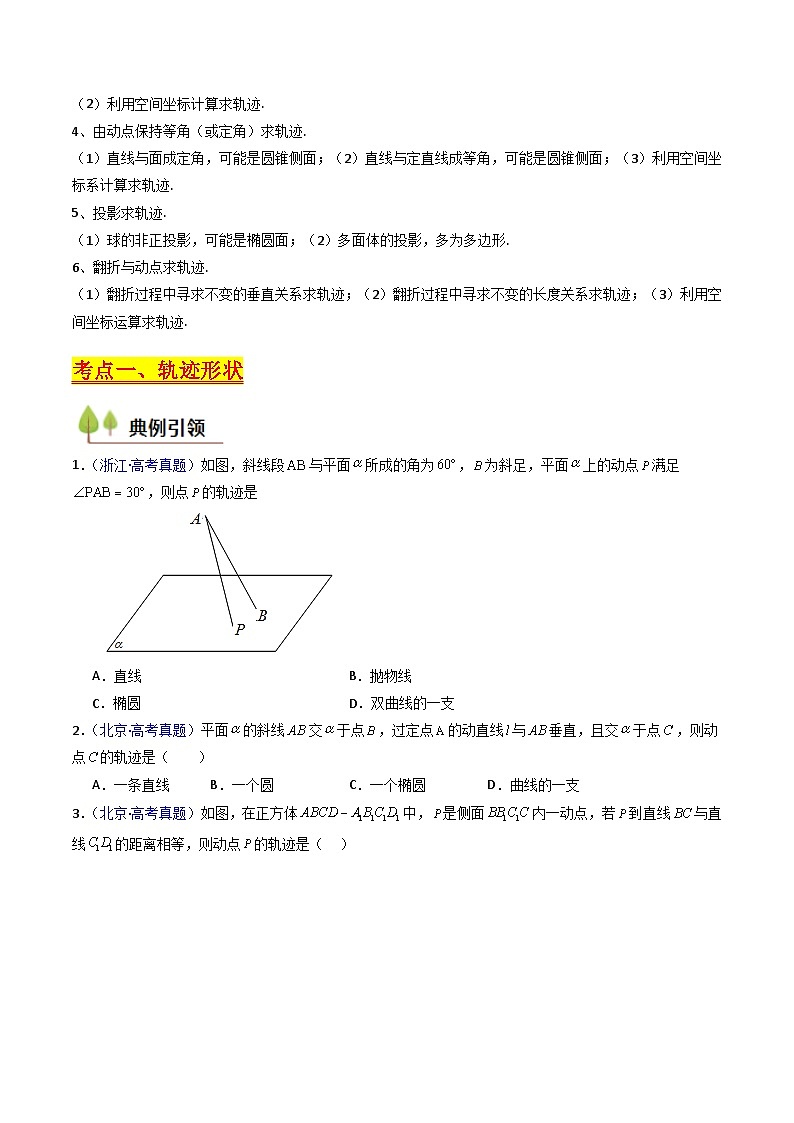 2025高考数学专项讲义第07讲立体几何中的轨迹、截面、动点、范围问题(学生版+解析)第2页