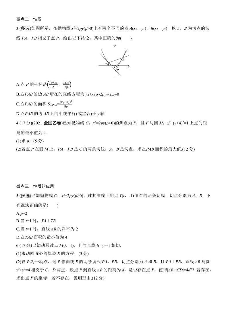 2025届高考数学三轮冲刺练习六 拓展8 抛物线中的阿基米德三角形第2页