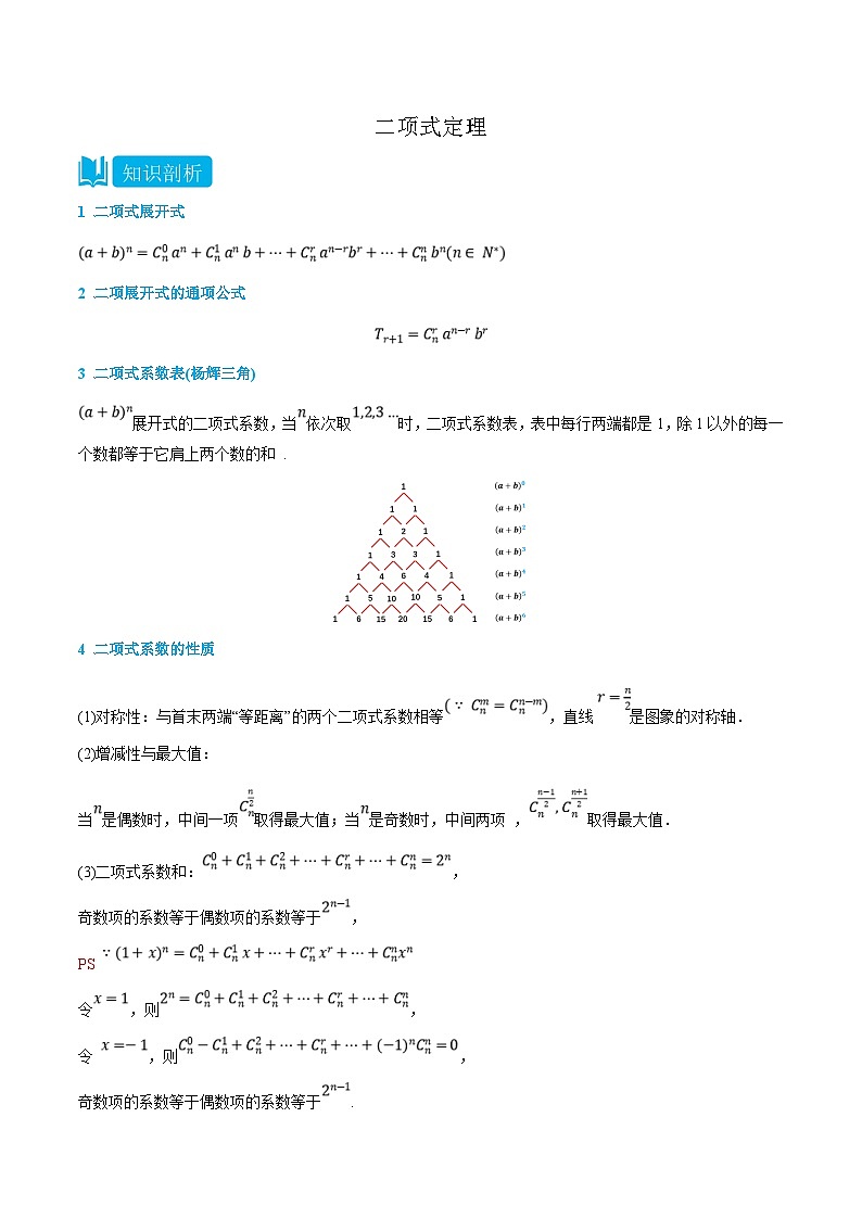 人教A版高中数学(选择性必修第三册)同步精品讲义6.3 二项式定理（解析版）第1页