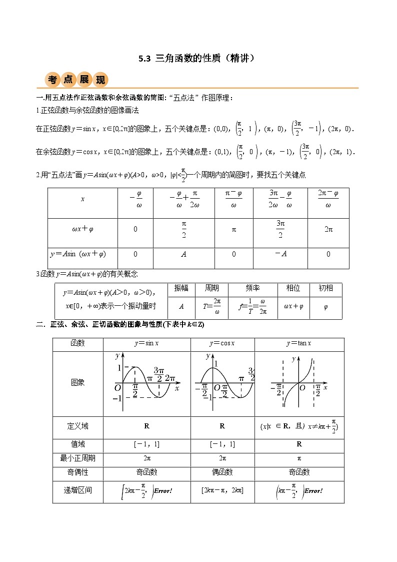 新高考数学一轮复习考点讲与练5.3 三角函数的性质（精讲）（教师版）第1页