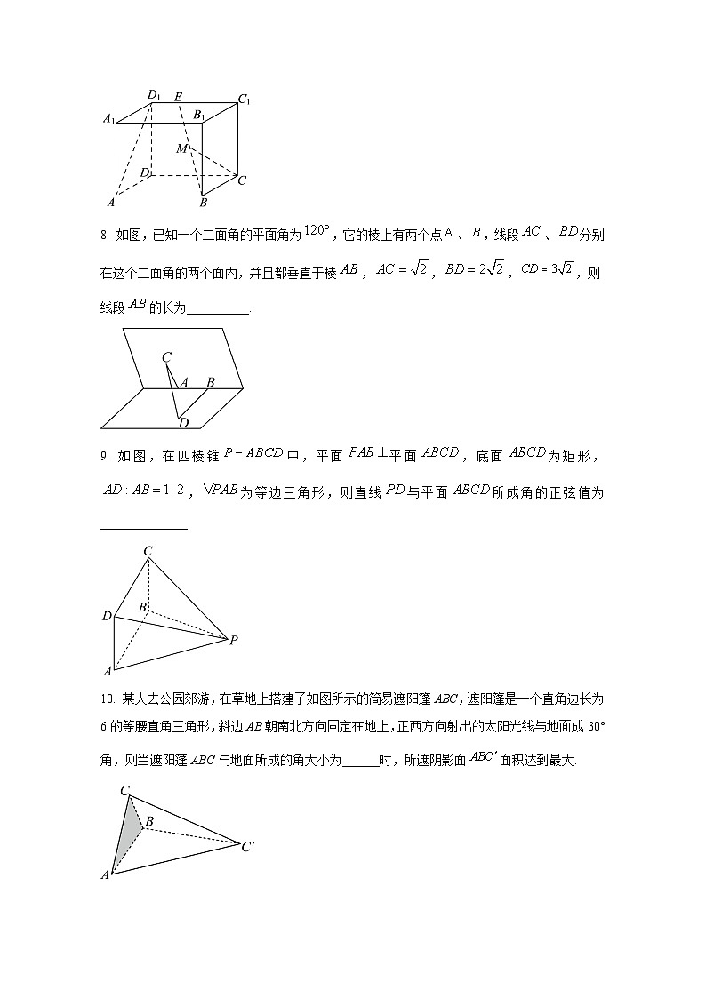 上海市闵行区2024-2025学年高二上册10月月考数学学情检测试卷（含解析）第2页