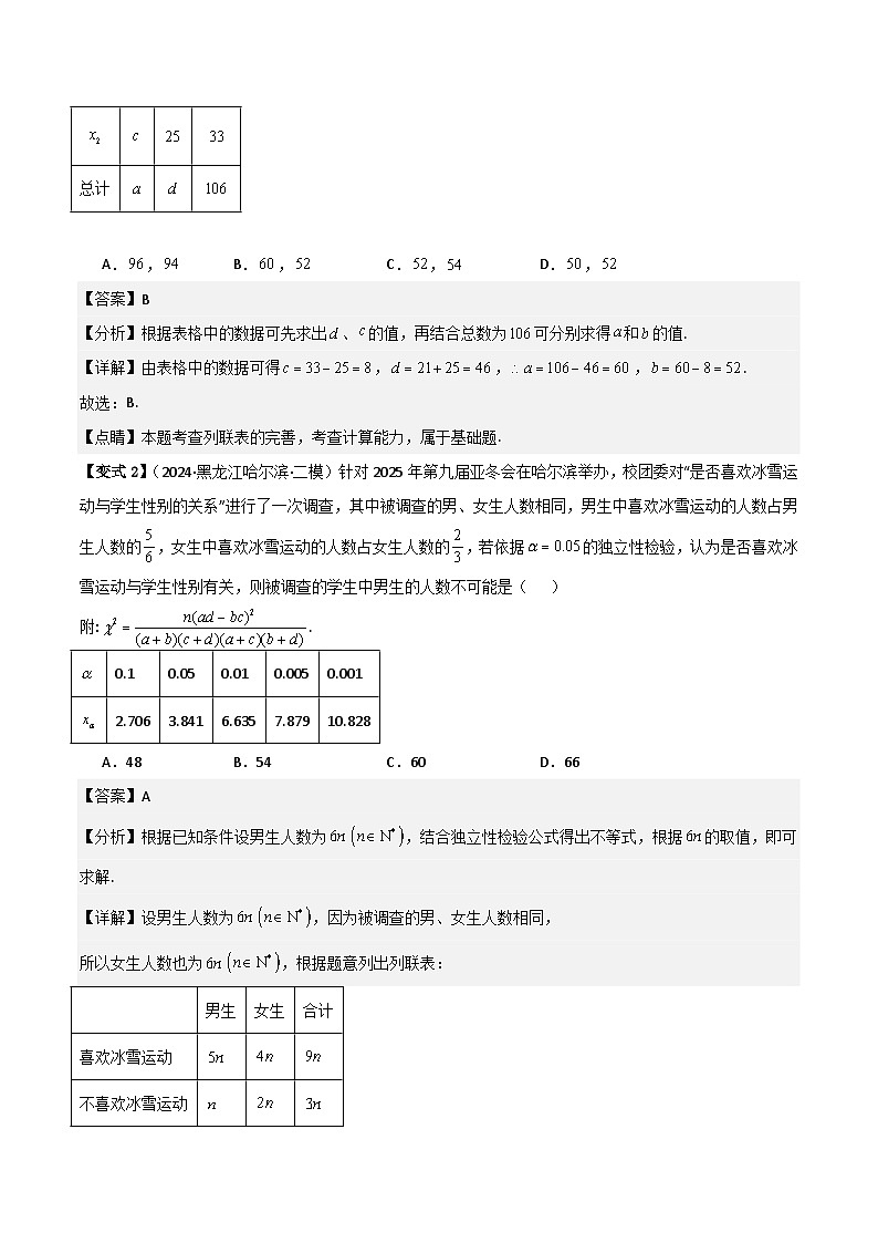 2025年新高考数学精析考点考点61列联表与独立性检验（3种核心题型+基础保分练+综合提升练+拓展冲刺练）（解析版）第3页