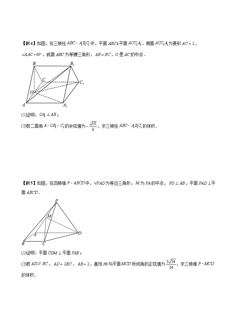 新高考数学二轮复习常考题分类讲练立体几何常考解答题5种常见题型总结（原卷版）第3页