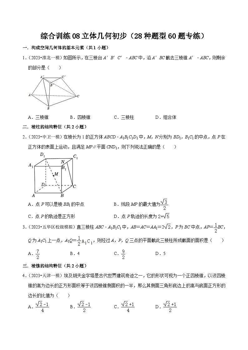 新高考数学一轮复习综合训练08立体几何初步（28种题型60题专练）（原卷版）第1页
