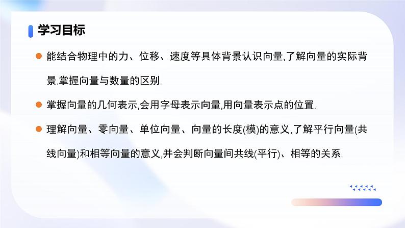 人教A版高一（下）数学必修第二册6.1平面向量的概念【教学课件】第2页