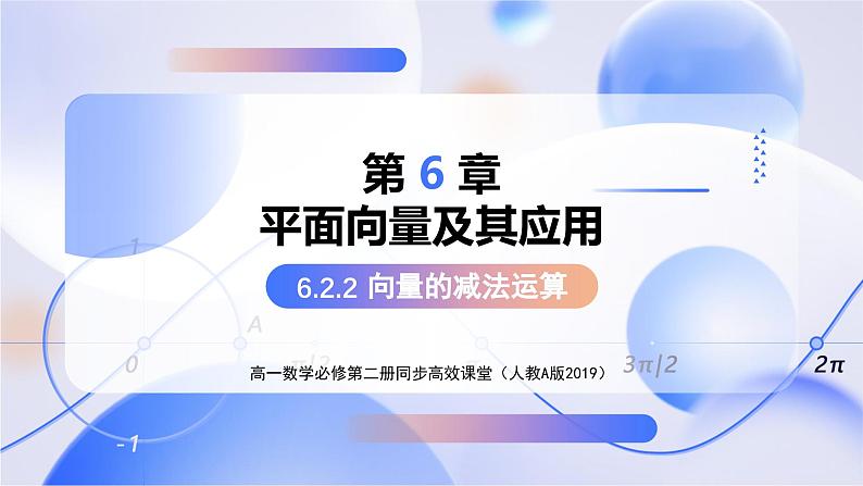 人教A版高一（下）数学必修第二册6.2.2向量的减法运算【教学课件】第1页