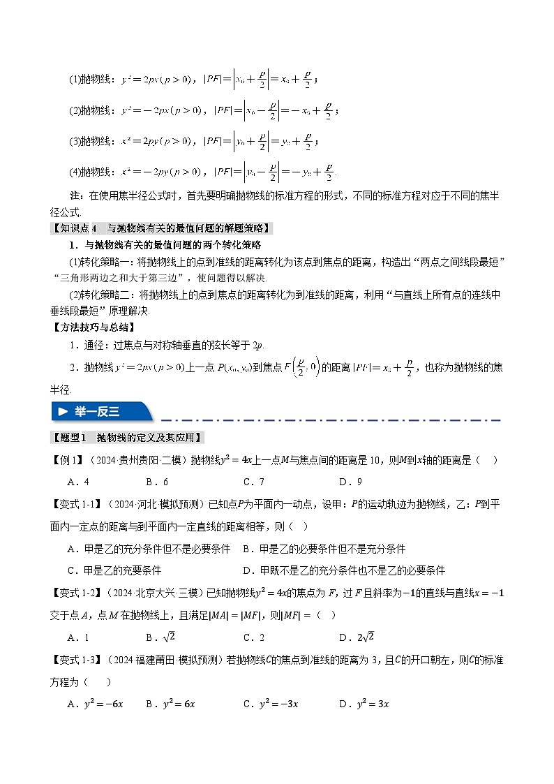2025年高考数学复习核心考点(新高考专用)专题8.7抛物线【九大题型】特训(学生版+解析)第3页