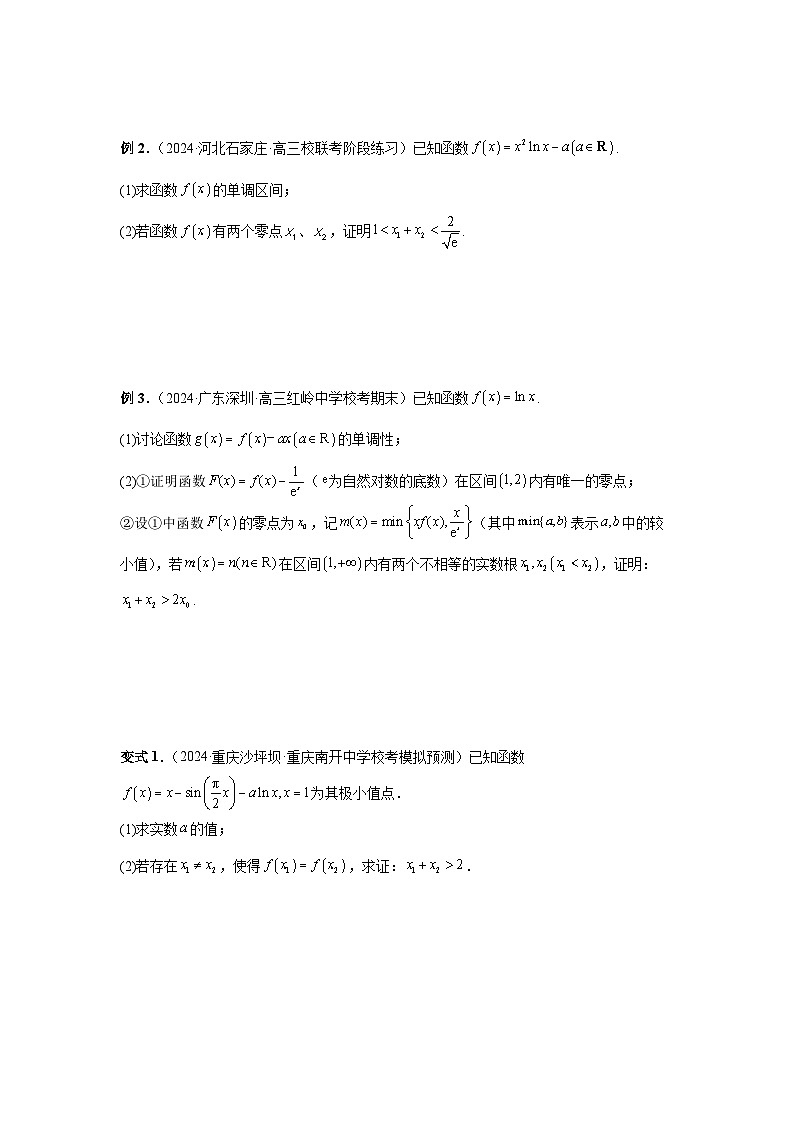 2025年高考数学核心考点归纳第21讲、极值点偏移特训(学生版+解析)第3页