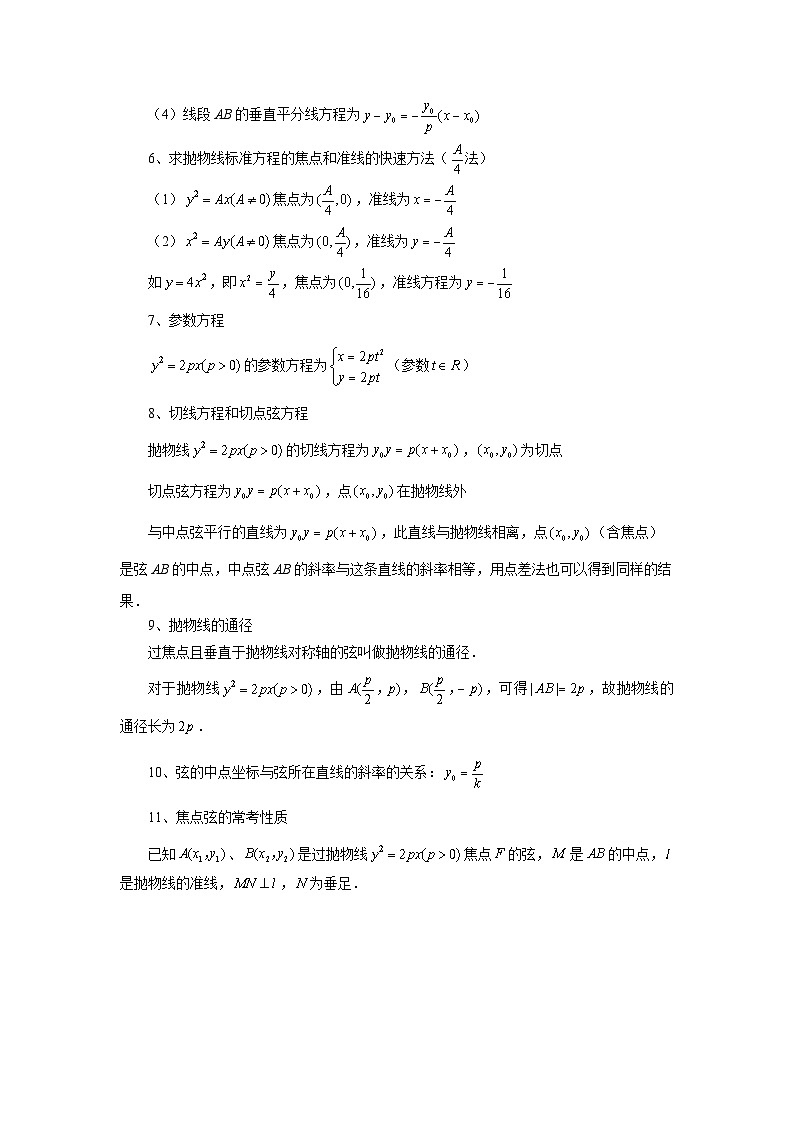2025年高考数学核心考点归纳第66讲、抛物线及其性质特训(学生版+解析)第3页