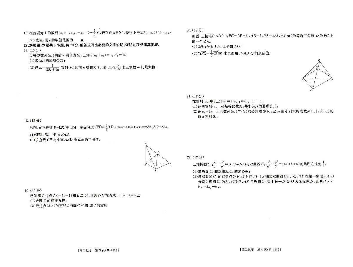 河南省新乡市2023_2024学年高二数学上学期期末测试pdf含解析第2页