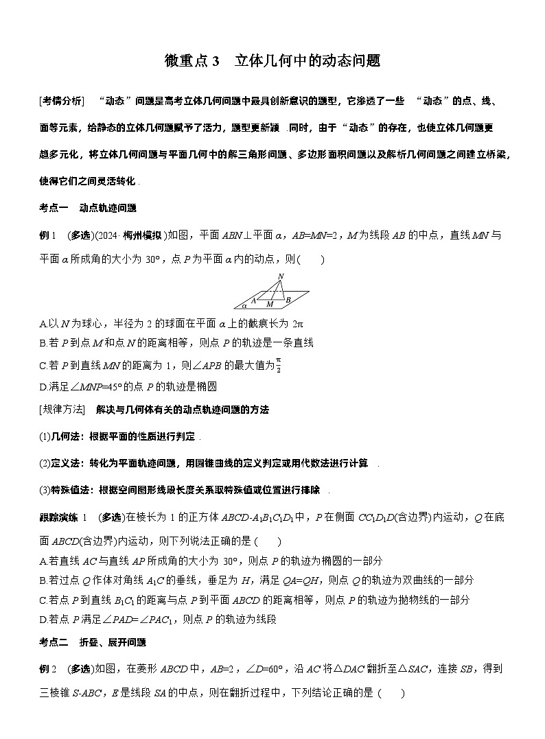 专题四　微重点3　立体几何中的动态问题 （学生版）（学生版）第1页