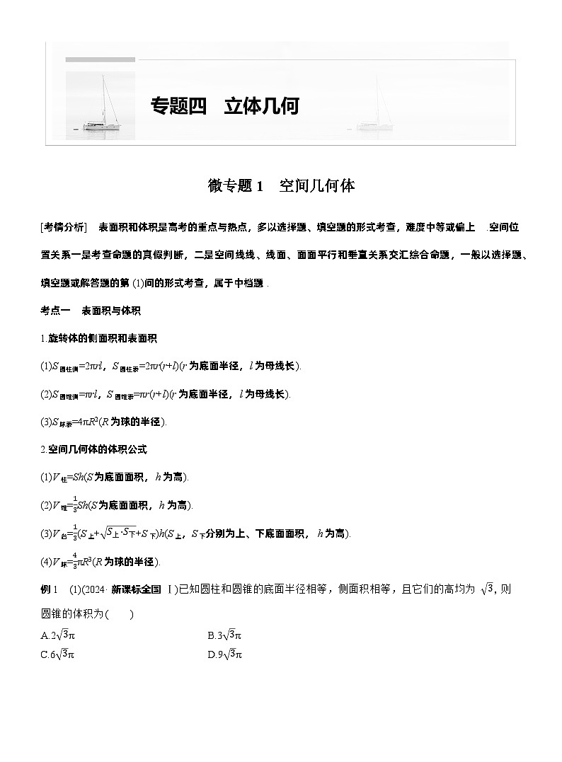 专题四　微专题1　空间几何体 （学生版）（学生版）第1页