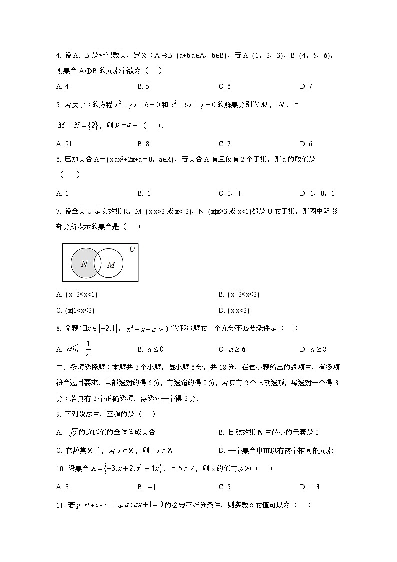 2024-2025学年河北省张家港市高一上册第一次月考数学学情检测试题第2页