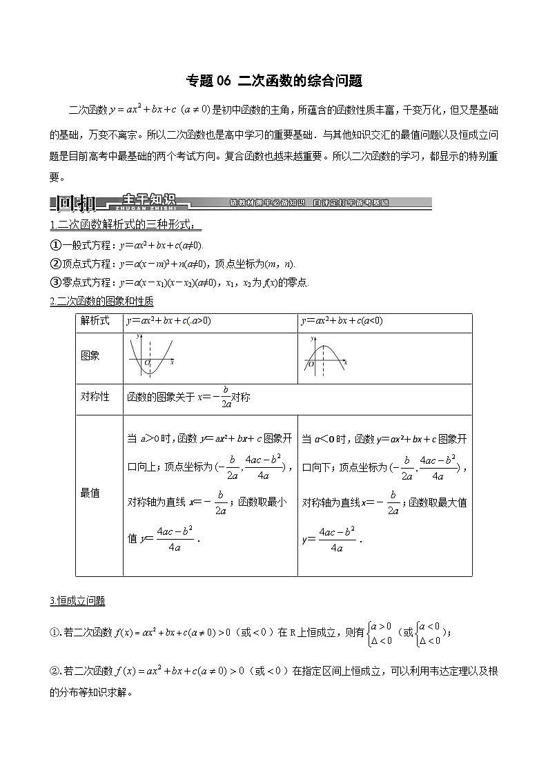 新高考数学二轮复习导数专项练习专题06 二次函数的综合问题（原卷版） 第1页