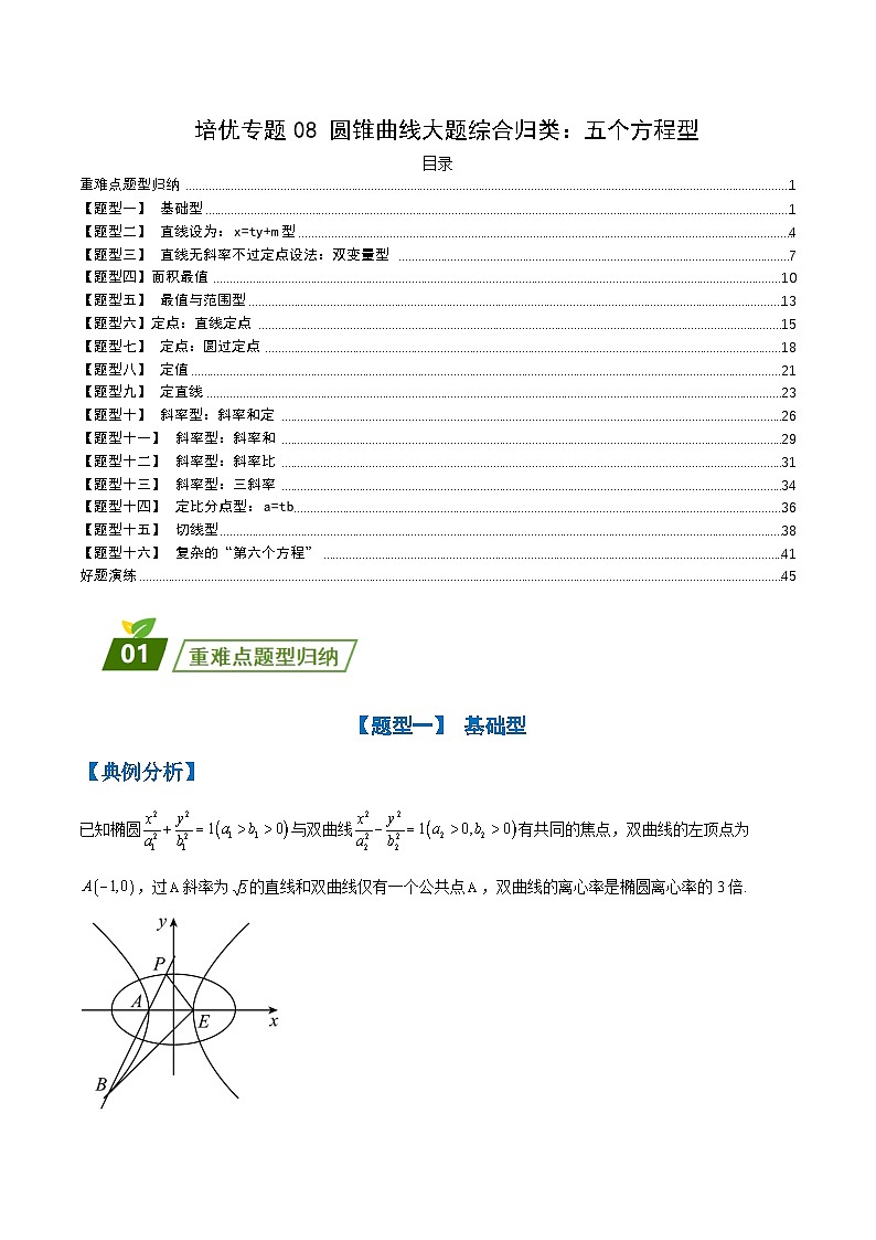 新高考数学三轮冲刺练习培优专题09 圆锥曲线大题综合：五个方程型（解析版）第1页