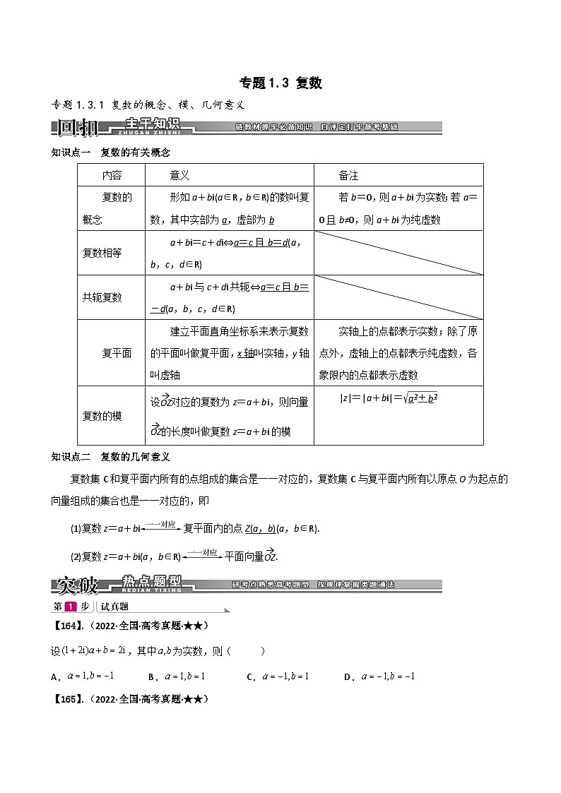 新高考数学一轮复习基础+提升训练专题1.3 复数（原卷版） 第1页