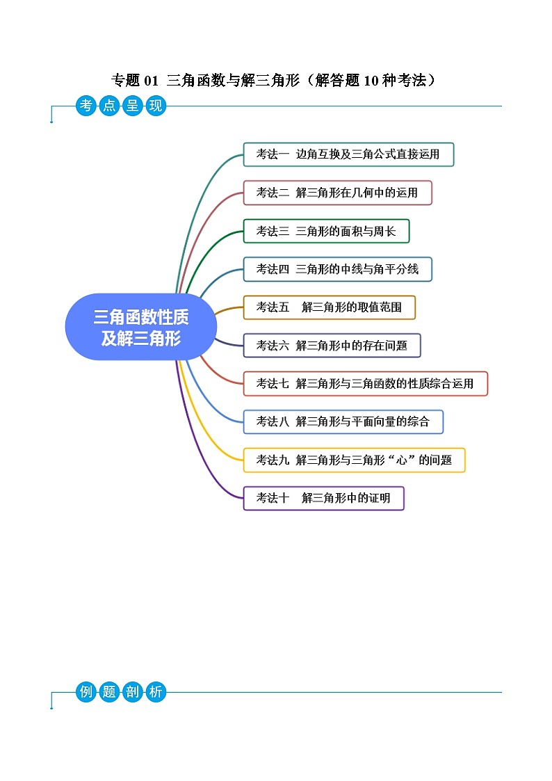 新高考数学二轮复习考法分类训练专题01 三角函数性质与解三角形（解答题10种考法）（原卷版）第1页