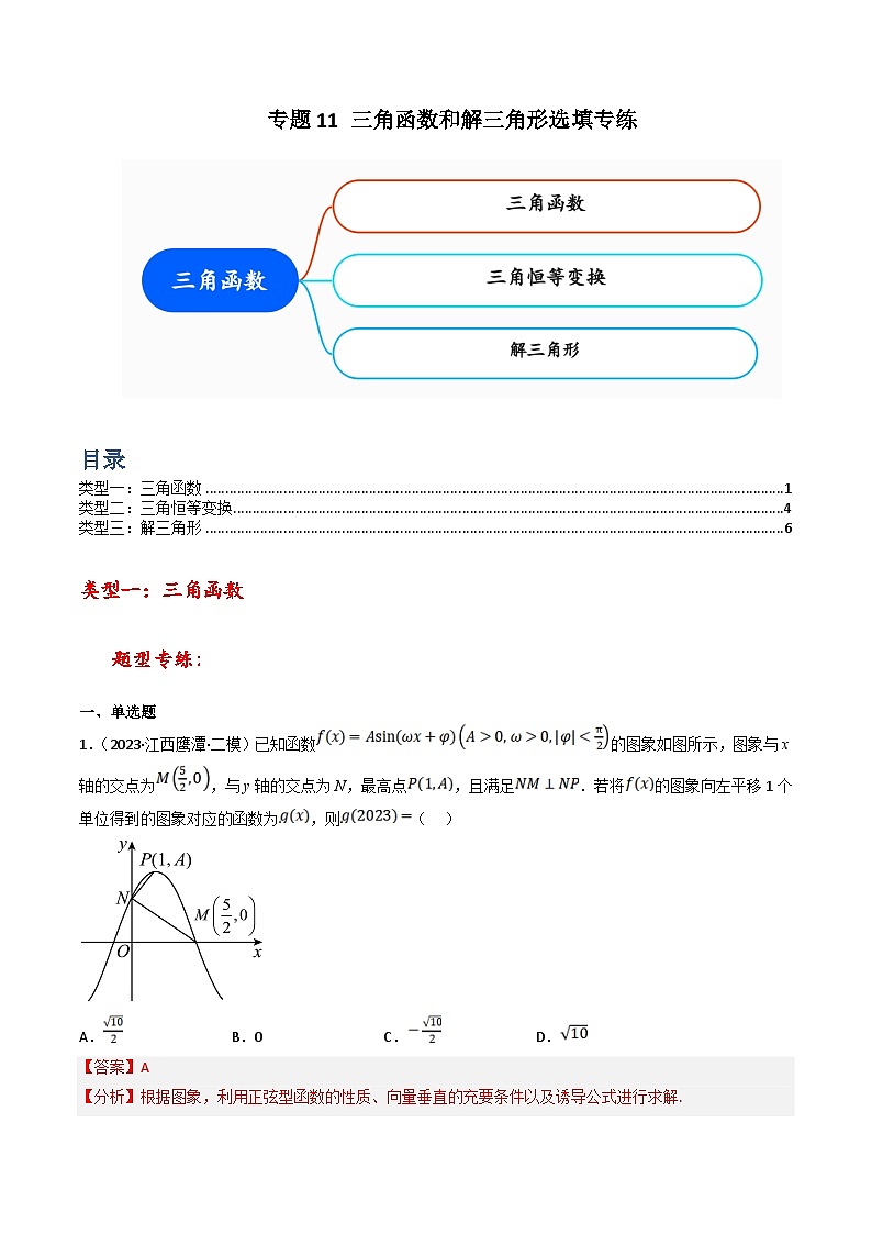 新高考数学三轮冲刺提升练习专题11 三角函数和解三角形选填专练（解析版）第1页