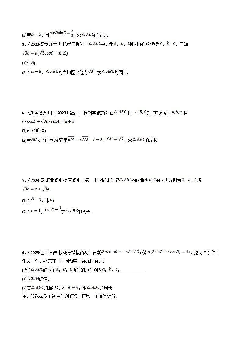 新高考数学三轮冲刺提升练习专题12 解三角形中的周长、面积和其他元素的最值或范围问题（原卷版）第3页