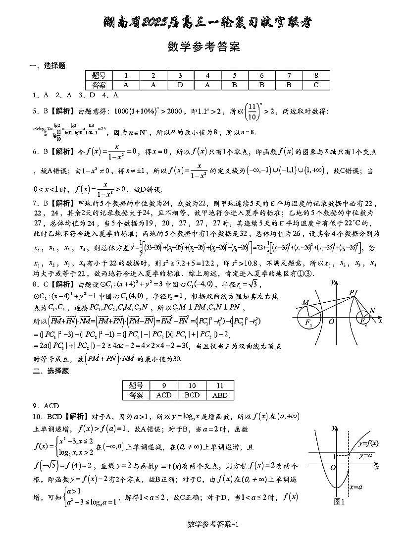 数学答案第1页