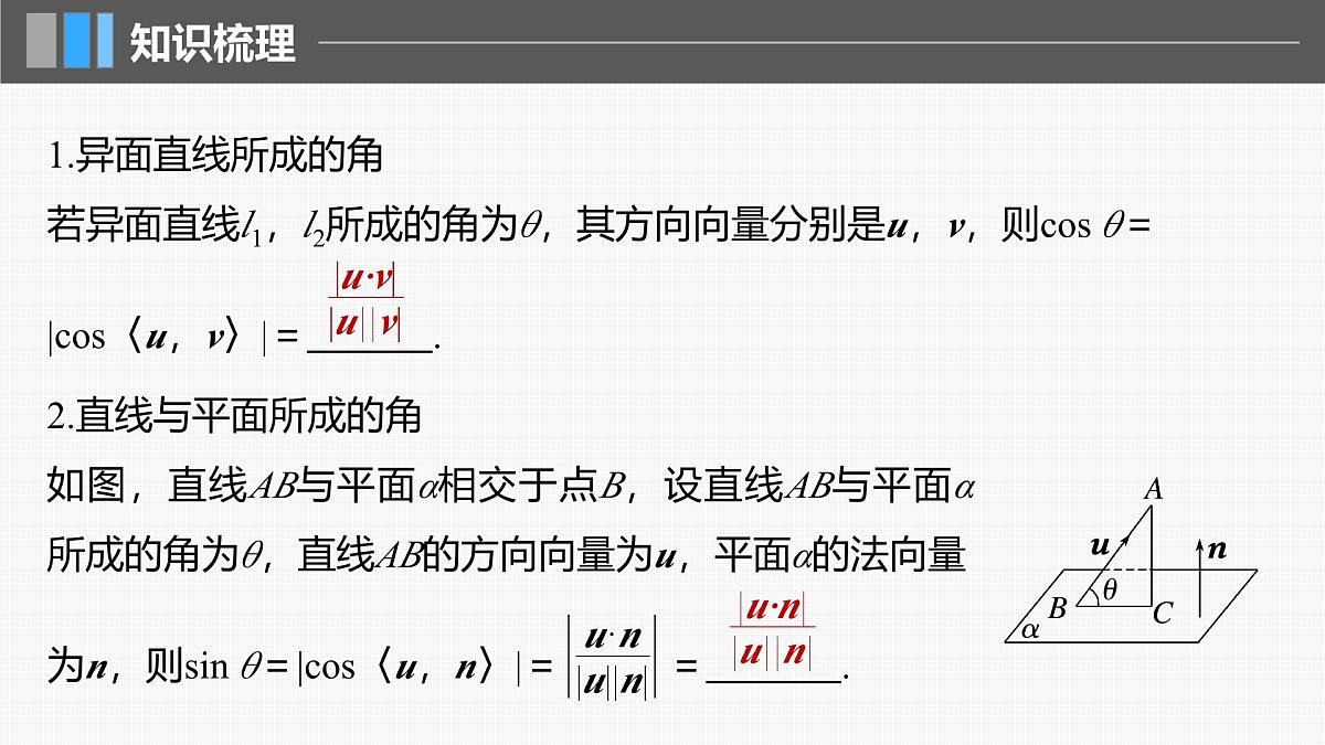 2024年高考数学一轮复习第7章　7.7　向量法求空间角主干知识讲解课件第5页