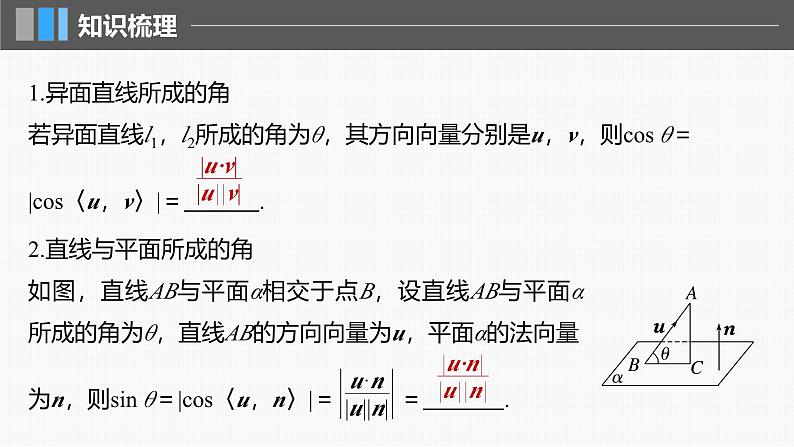 2024年高考数学一轮复习第7章　7.7　向量法求空间角主干知识讲解课件第5页
