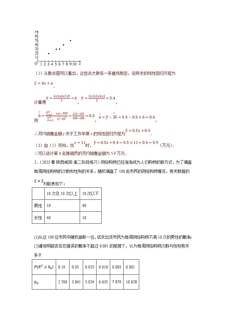 新高考数学二轮复习解答题提优训练专题1.5 概率与统计（回归分析、独立性检验）（解析版）第3页