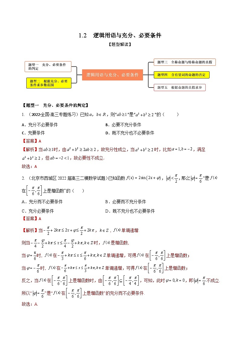 新高考数学一轮复习考点题型训练 1.2逻辑用语与充分、必要条件（精练）（解析版）第1页