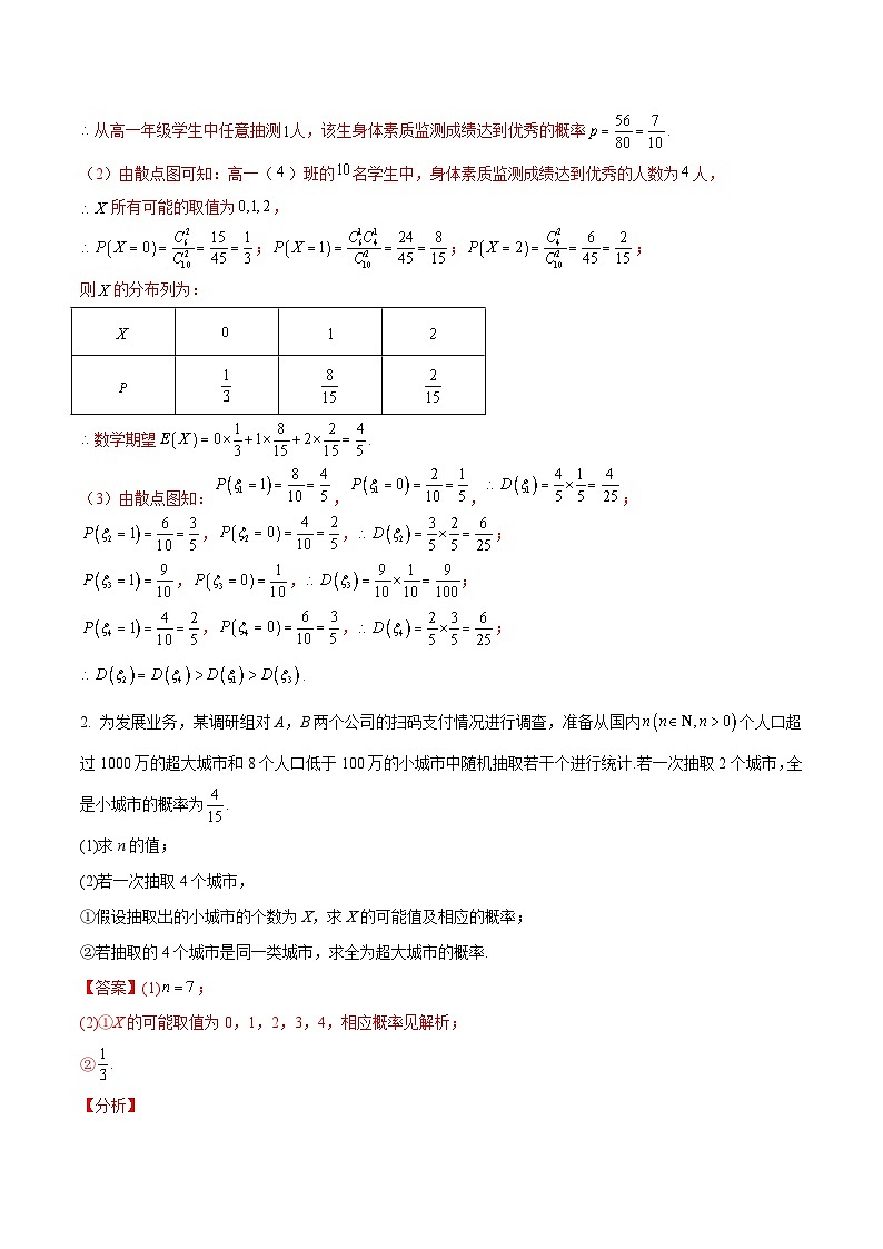 新高考数学一轮复习考点题型训练 9.9超几何分布、二项分布和正态分布（精练）（解析版）第2页