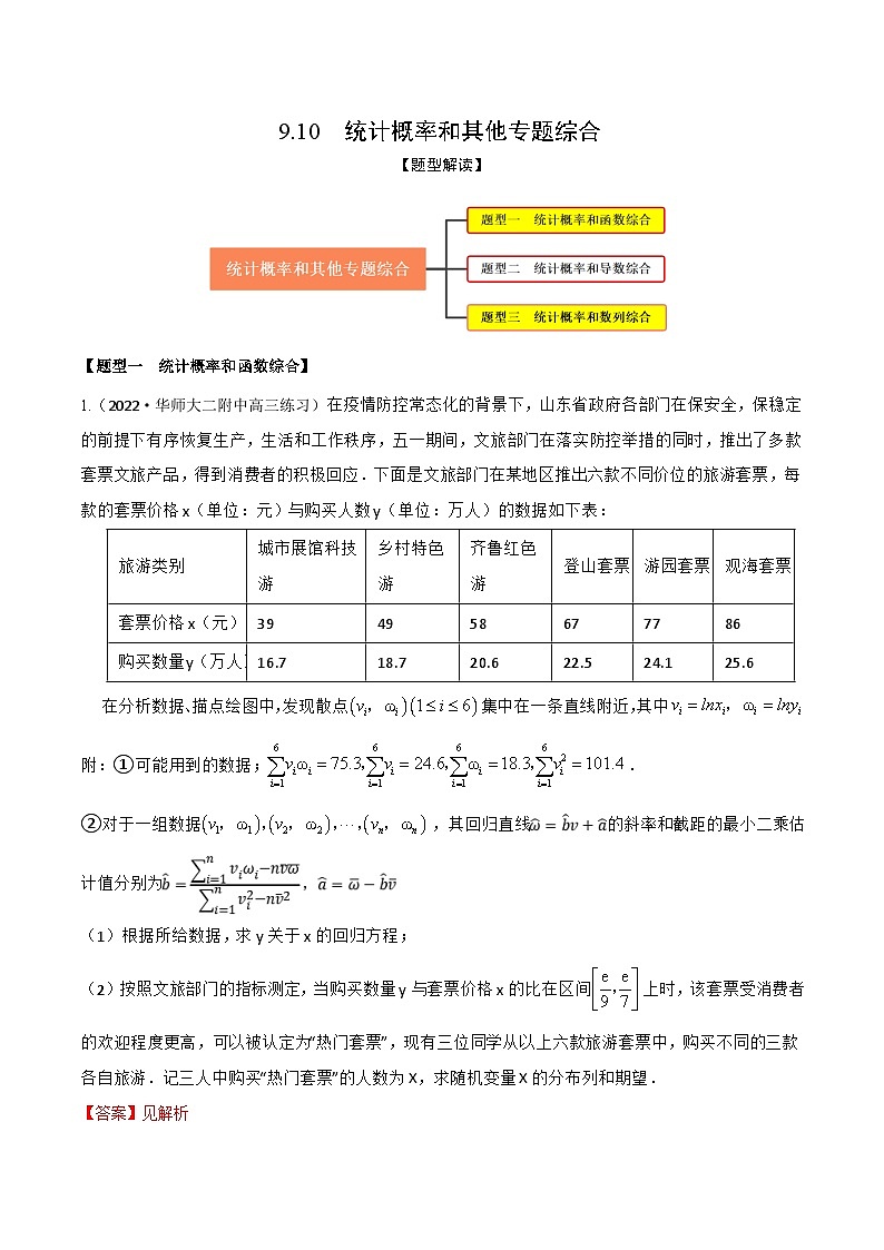 新高考数学一轮复习考点题型训练 9.10统计概率和其他专题综合（精练）（解析版）第1页