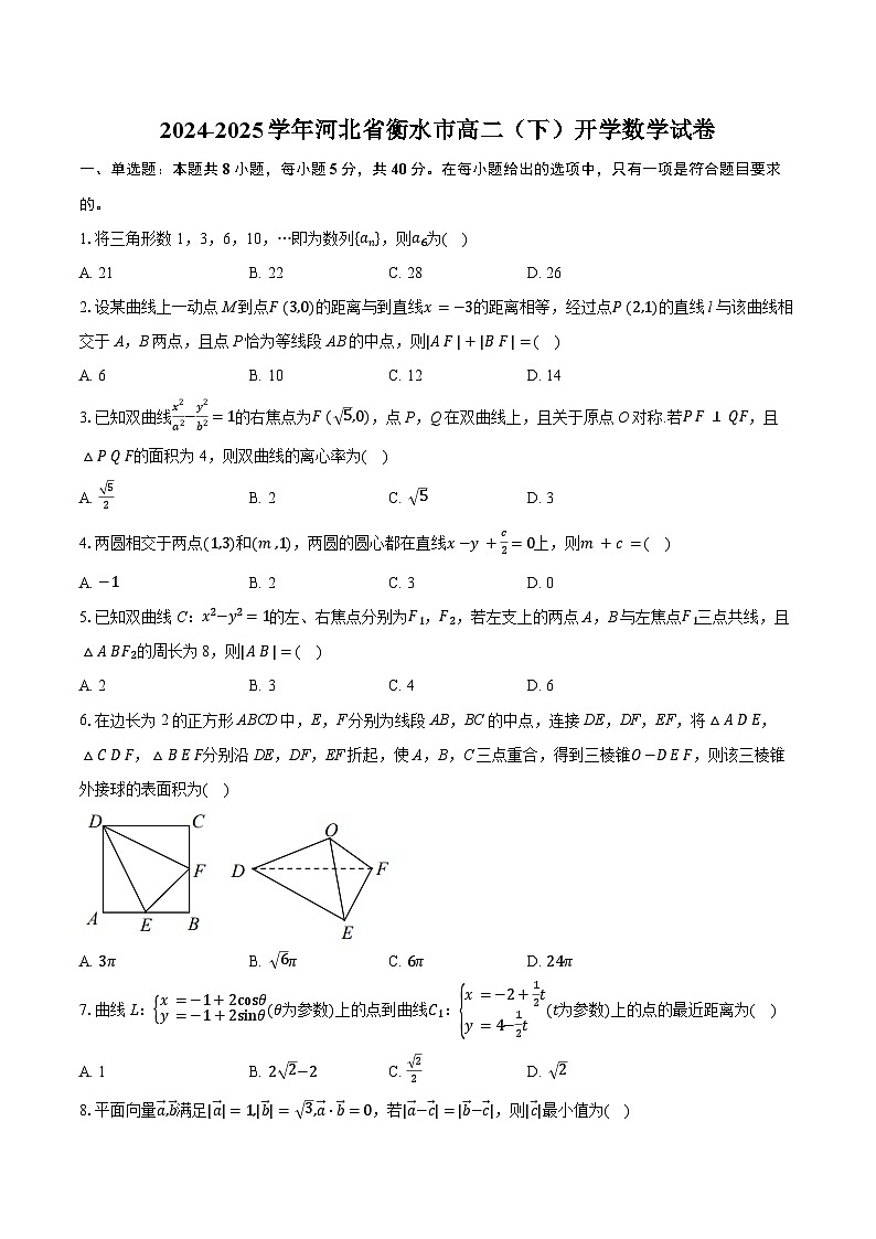 河北省衡水市2024-2025学年高二下学期开学考试 数学试卷（含解析）第1页