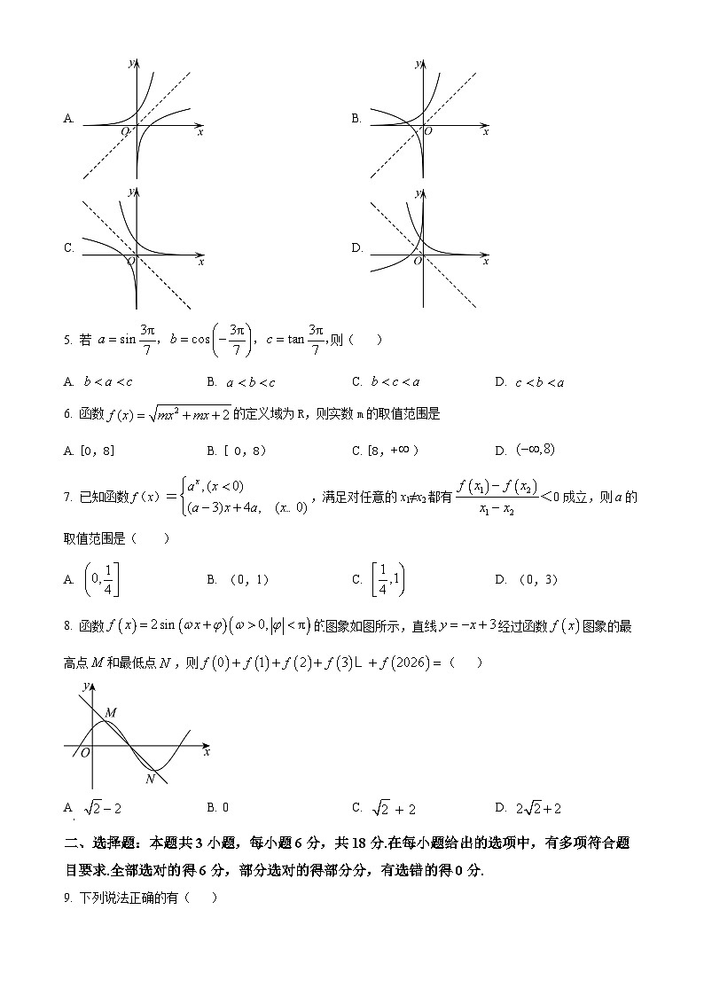 黑龙江省龙东地区2024-2025学年高一上学期期末考试数学试题  Word版无答案第2页