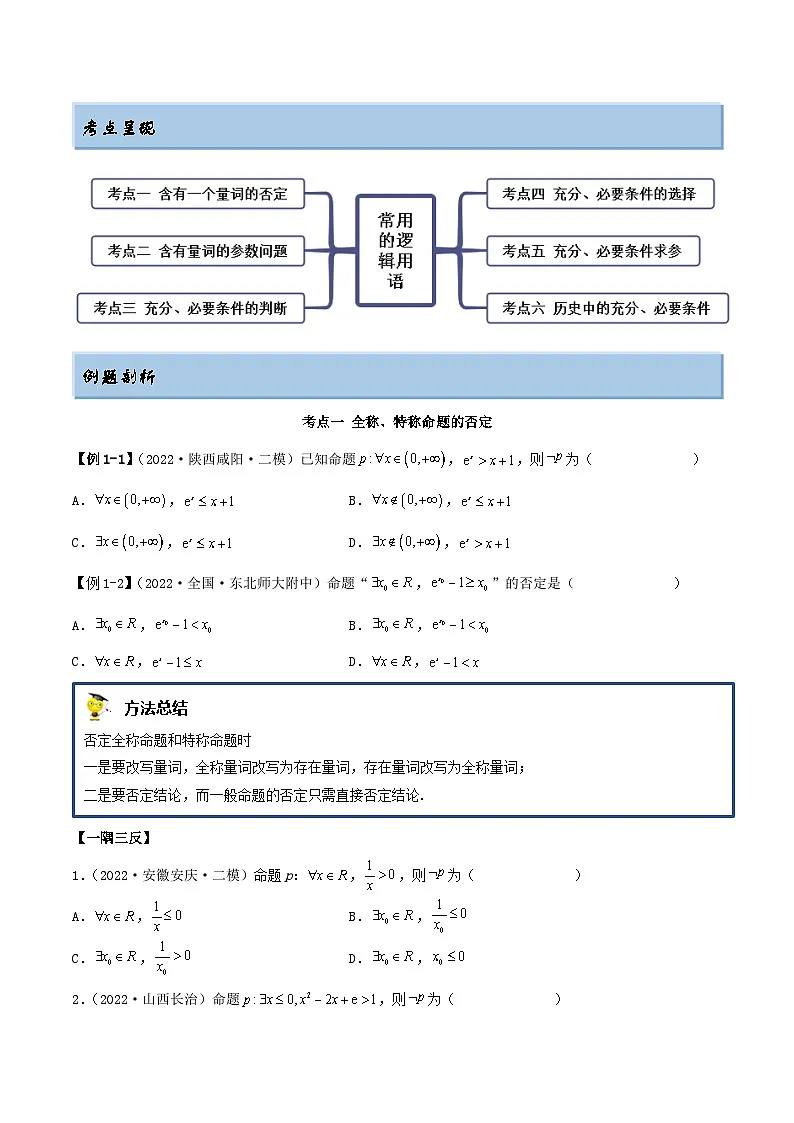 新高考数学一轮复习讲与练1.2 逻辑用语与充分、必要条件（精讲）（基础版）（原卷版）第2页