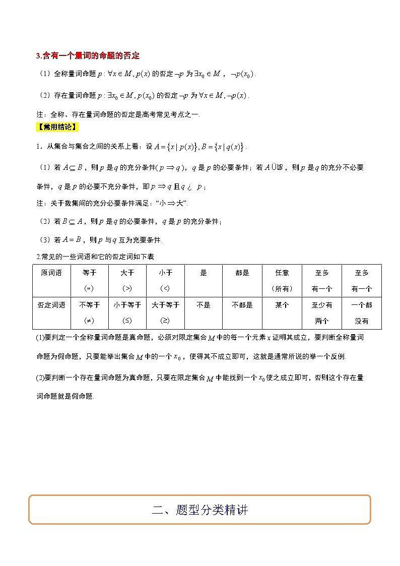 新高考数学一轮复习考点题型归纳讲练第02讲 常用逻辑用语（精讲）解析版第2页