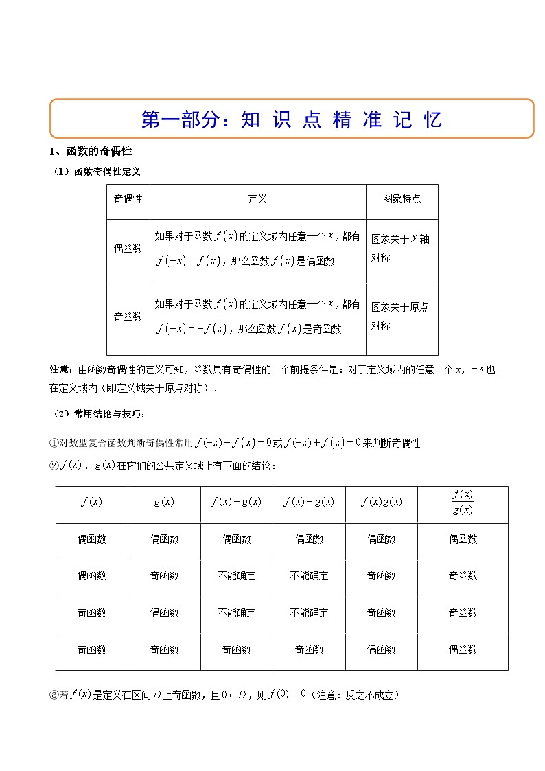(艺考基础)新高考数学一轮复习精讲精练第03讲 函数的奇偶性、对称性与周期性 (高频考点-精讲）（原卷版）第2页