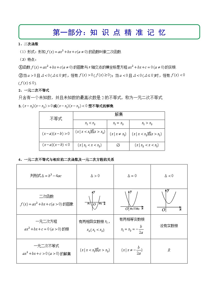 (艺考基础)新高考数学一轮复习精讲精练第04讲 一元二次函数（方程，不等式）(精讲+精练）（解析版）第2页
