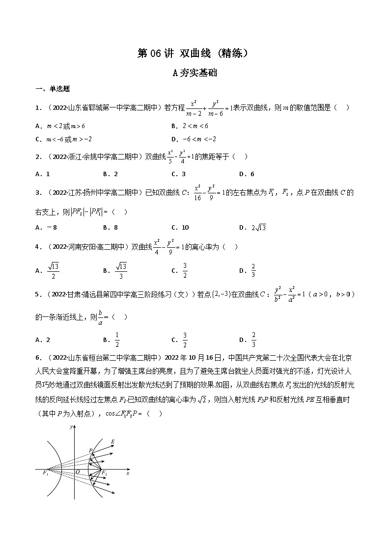 (艺考基础)新高考数学一轮复习精讲精练第06讲 双曲线(高频考点，精练）（原卷版）第1页