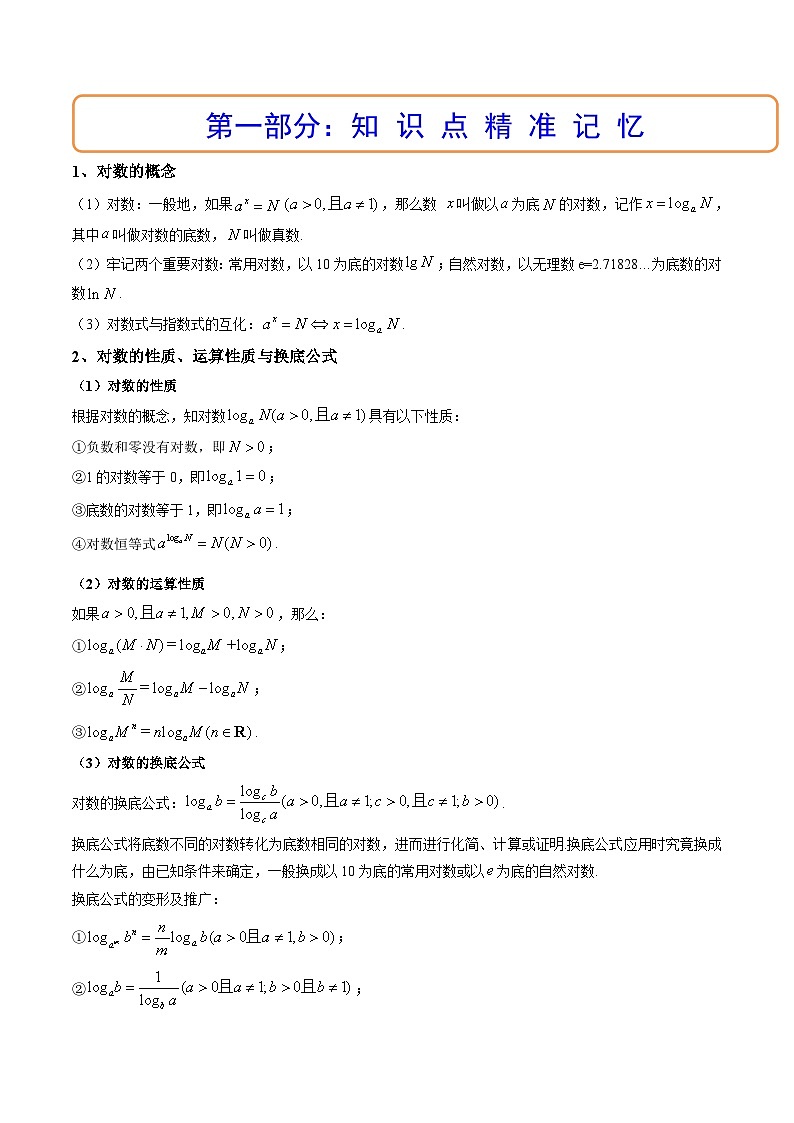 (艺考基础)新高考数学一轮复习精讲精练第06讲 对数与对数函数 (高频考点-精讲）（解析版）第2页