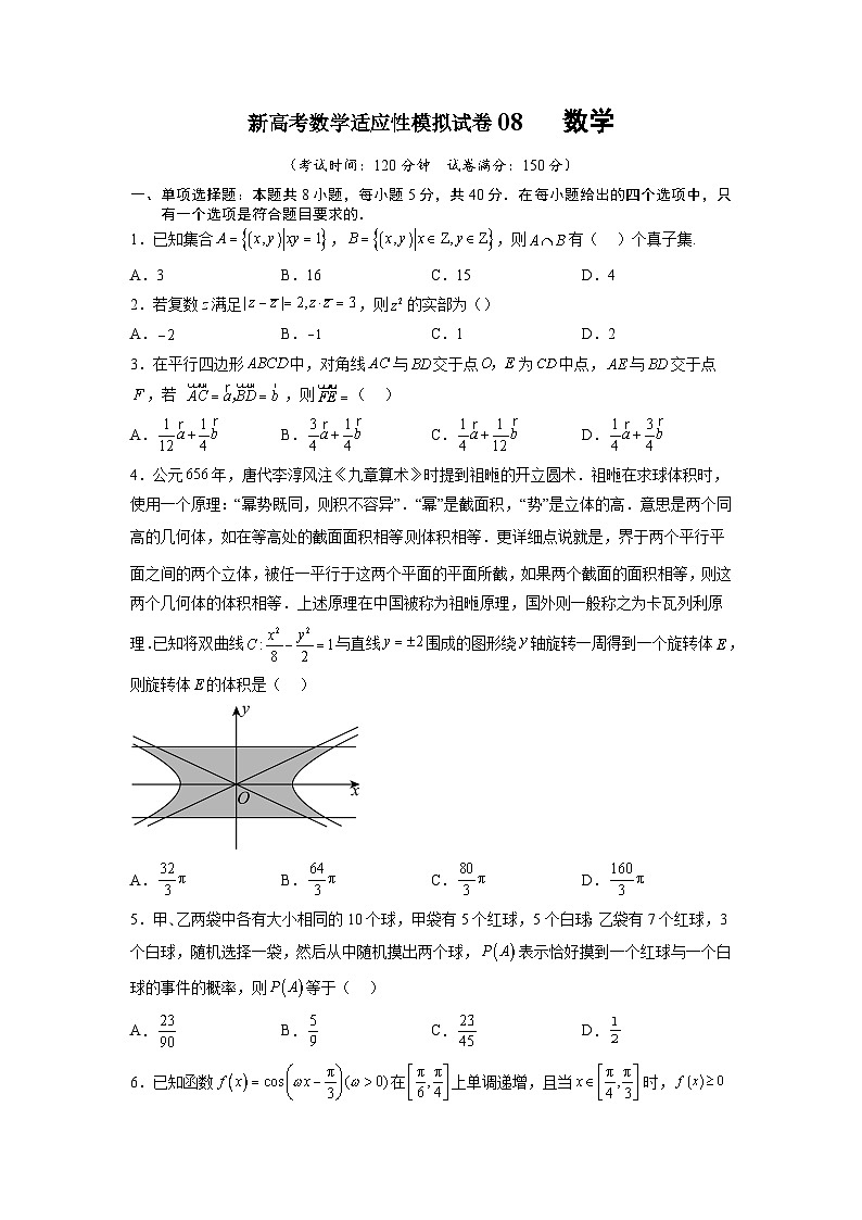 新高考数学适应性模拟试卷08（原卷版）第1页