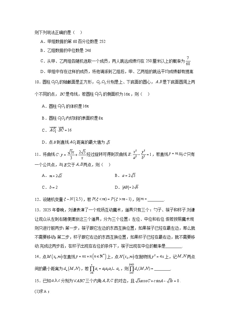 山东省临沂市2025届高三2月一模考试数学试卷第2页