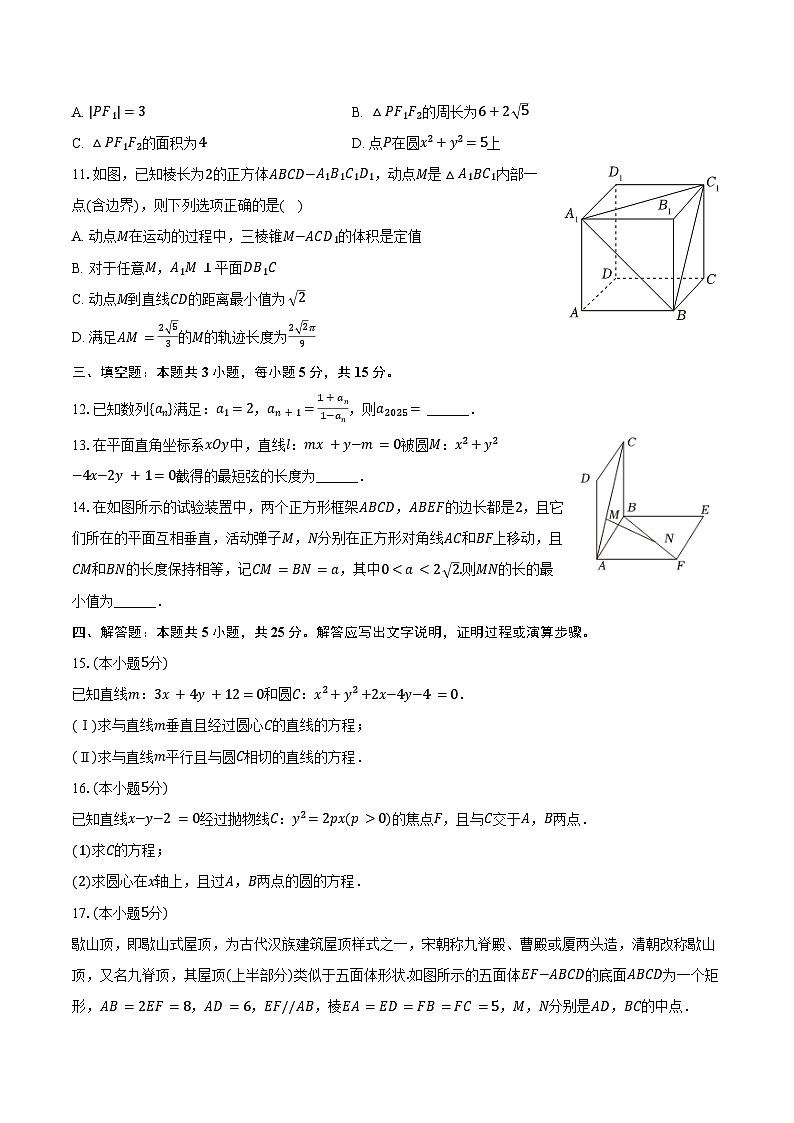 2024-2025学年黑龙江省大庆市林甸一中高二（上）期末数学试卷（含答案）第2页