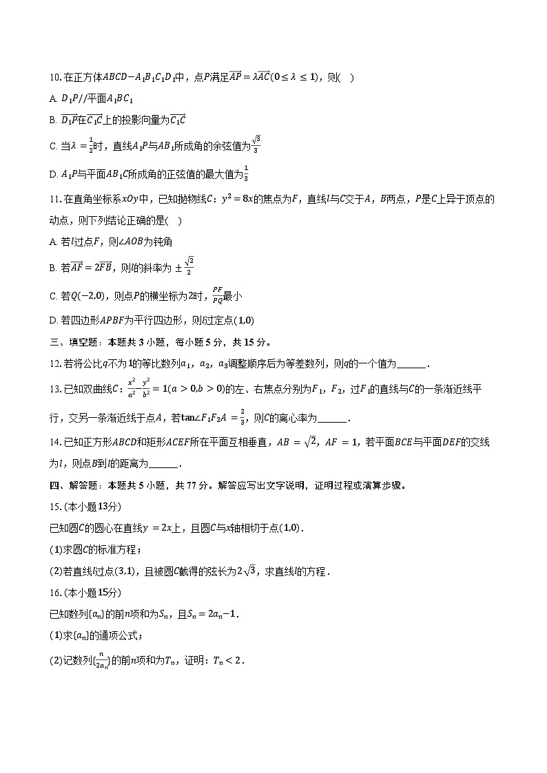 2024-2025学年江苏省徐州七中高二（上）期末数学试卷（含答案）第2页