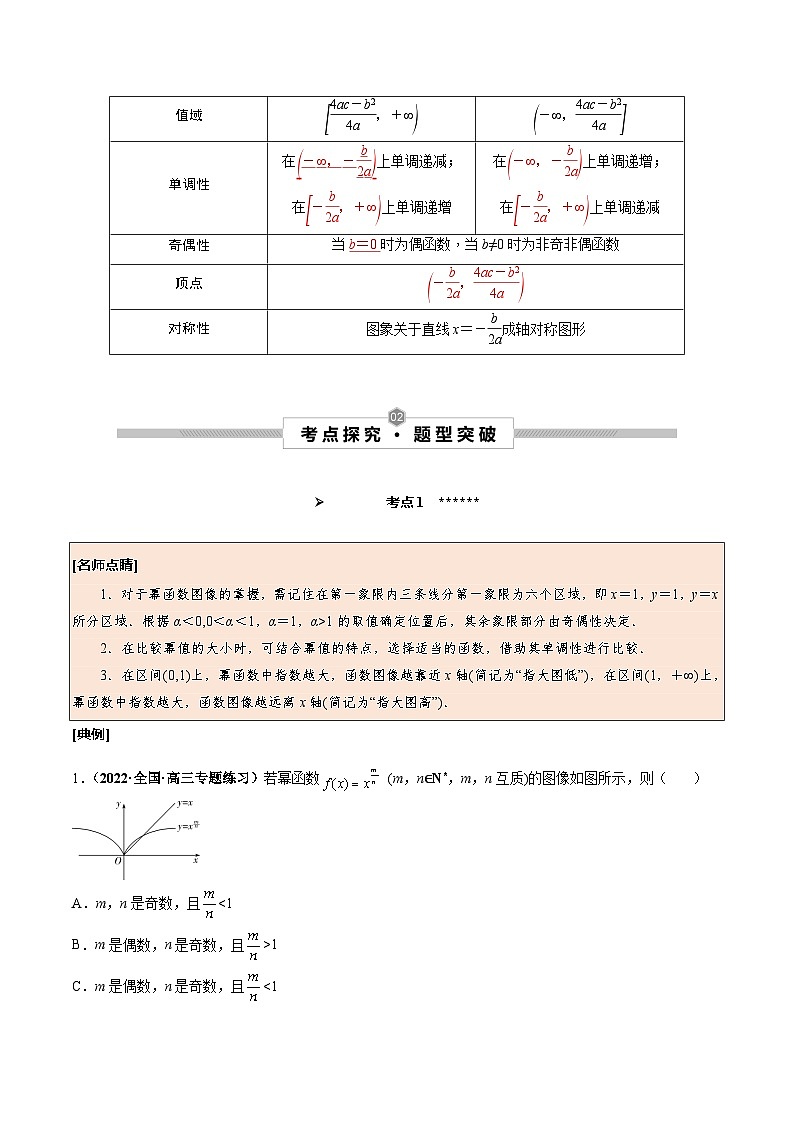 新高考数学一轮复习考点探究与题型突破训练第10讲 幂函数与二次函数（解析版）第2页