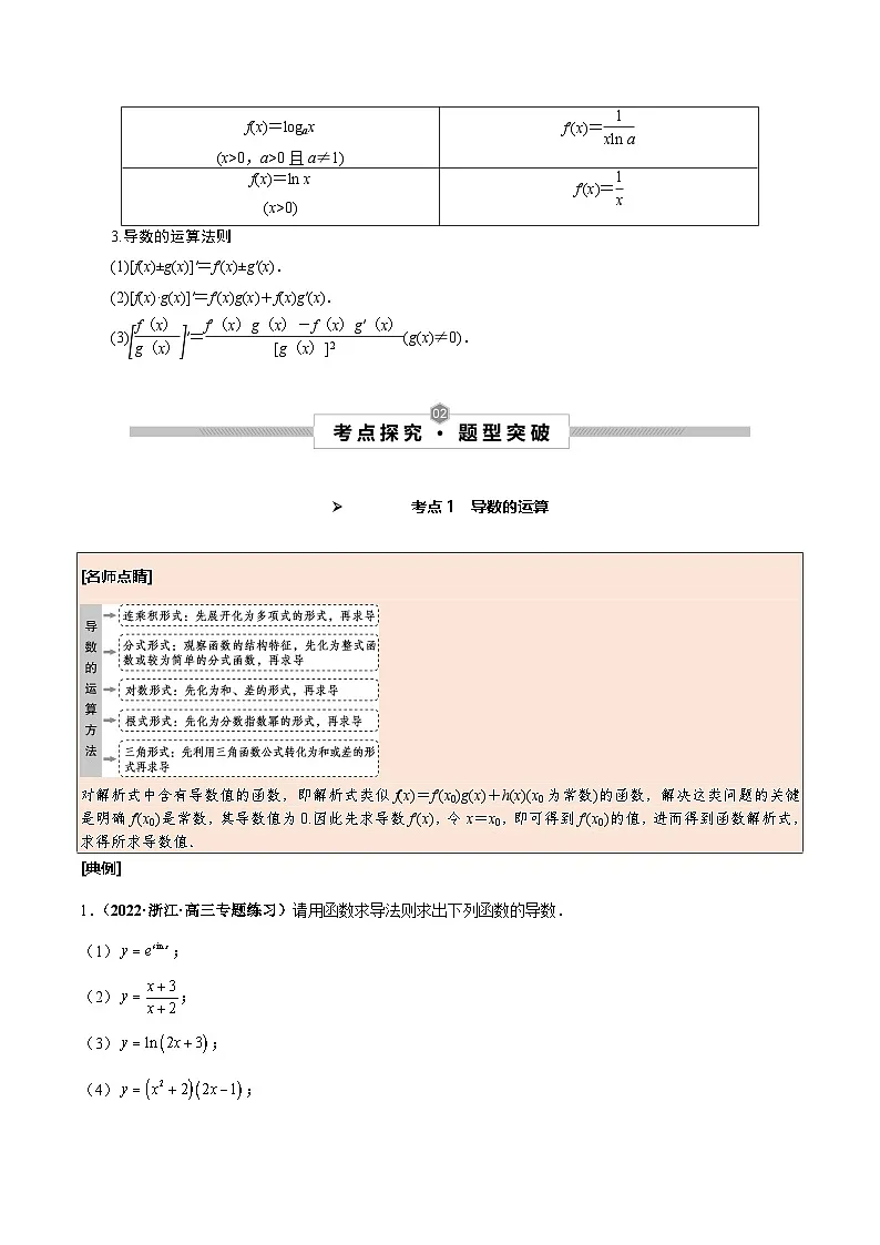 新高考数学一轮复习考点探究与题型突破训练第16讲 变化率与导数、导数的计算（原卷版）第2页