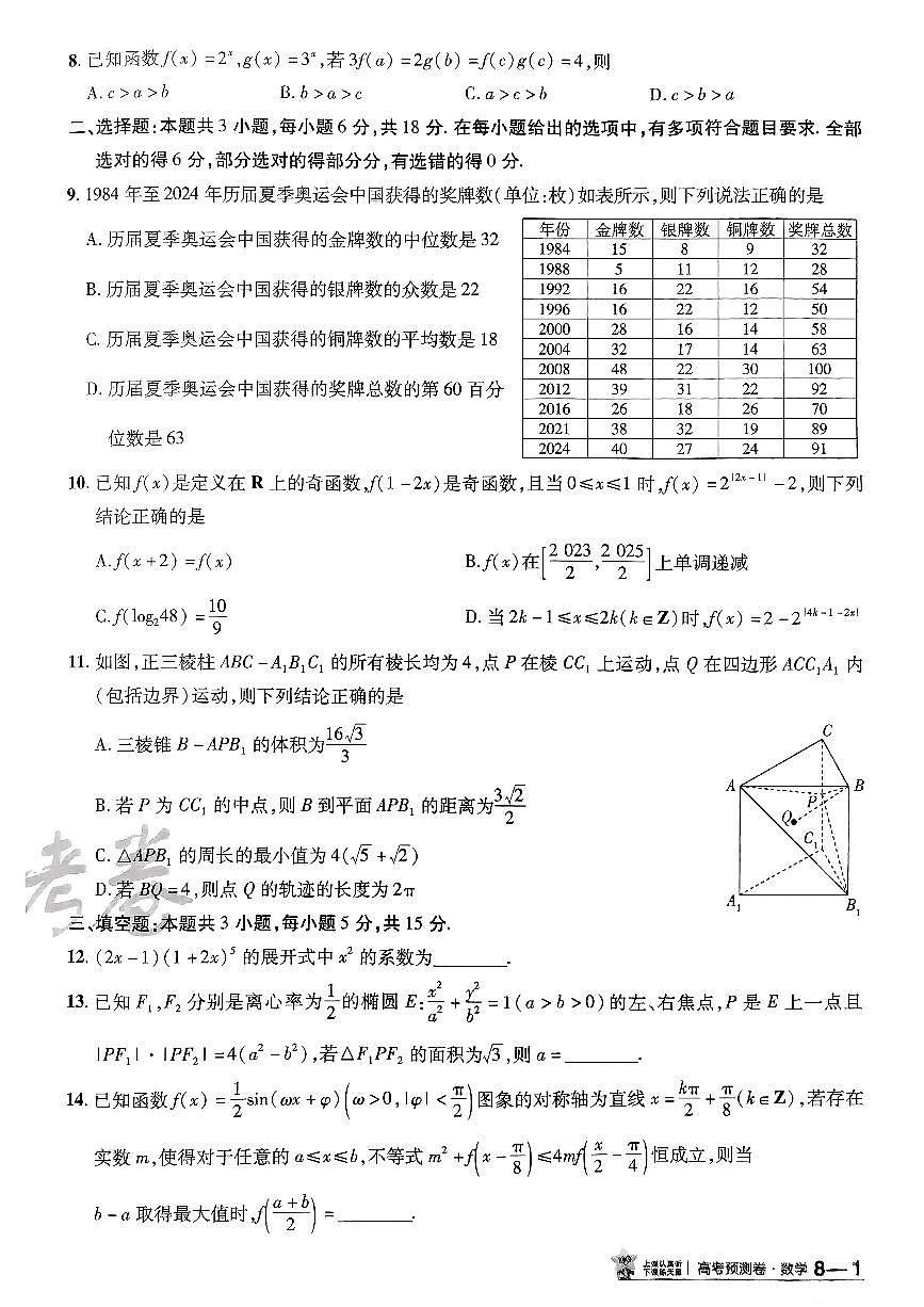 2025版（新高考）金考卷高考预测卷数学试卷8+答案第2页