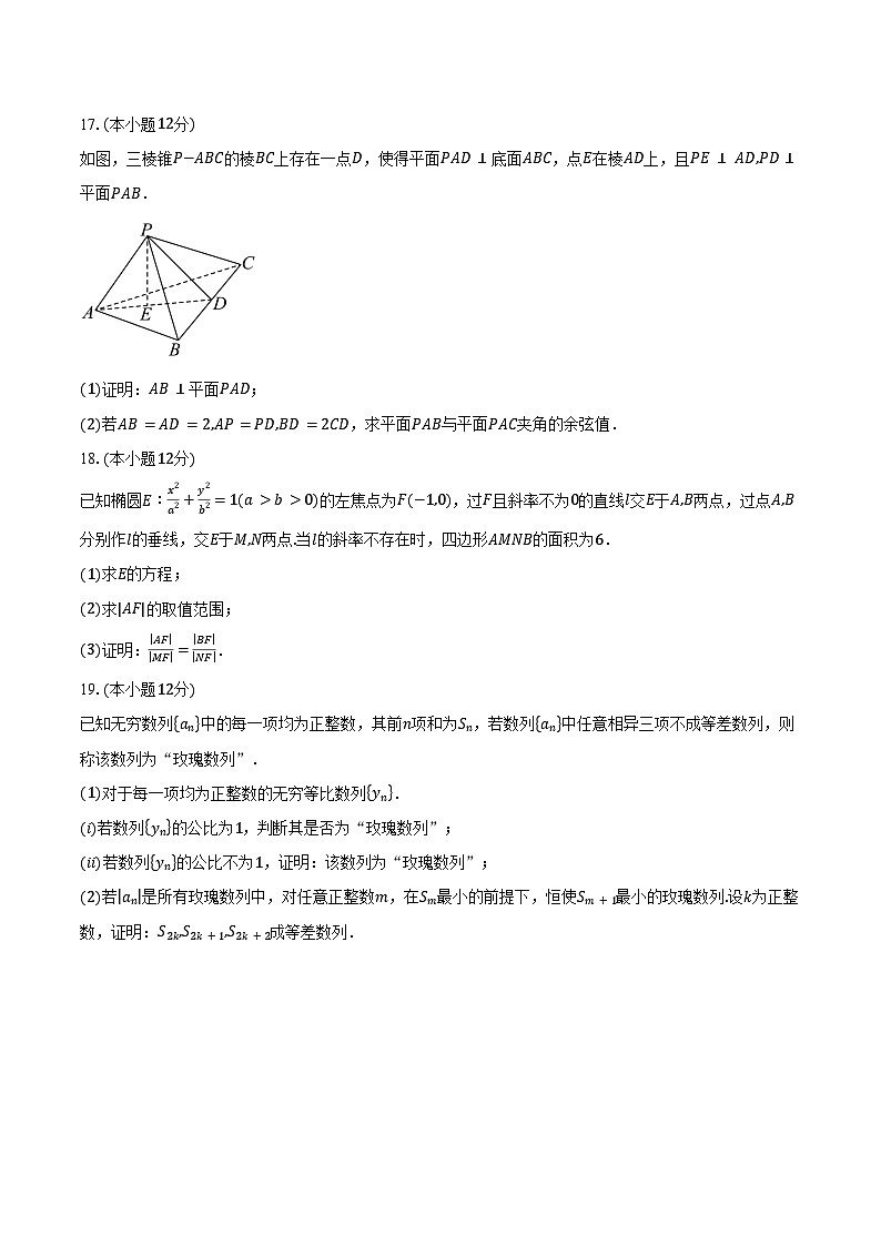 2024-2025学年广东省部分学校高二上学期期末考试数学试卷（含答案）第3页