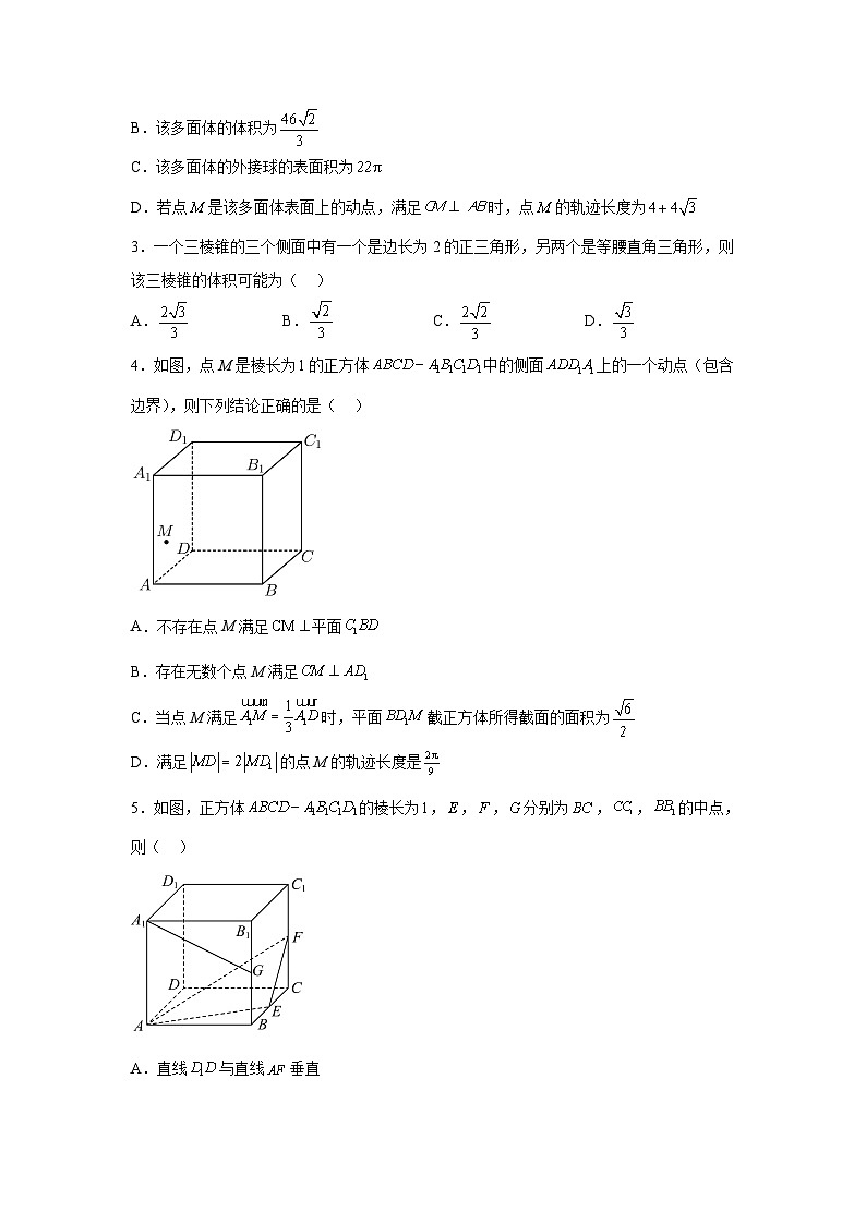 新高考数学二轮复习培优训练压轴题型09 立体几何中的压轴小题（原卷版）第3页