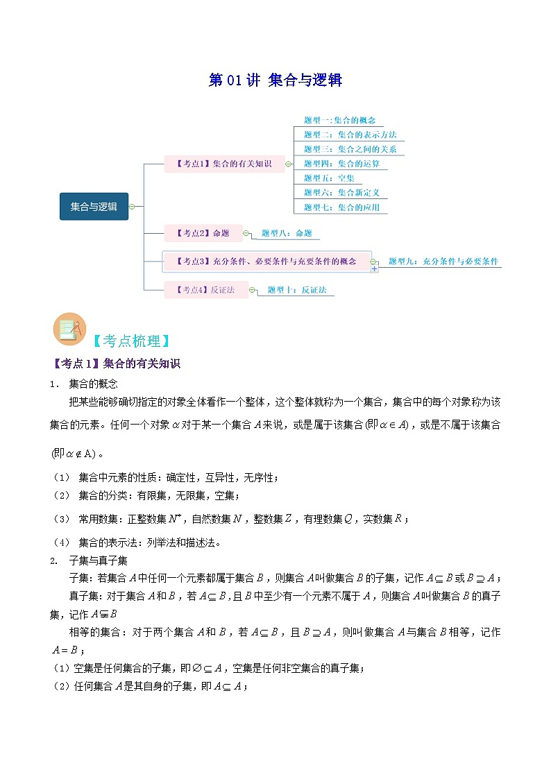 （上海专用）新高考数学二轮满分训练第01讲 集合与逻辑（原卷版）第1页